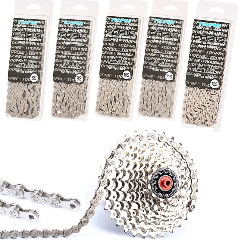 Bicycle Chain 6 7 8 9 10 11 12 Speed Velocidade Electroplated Silver Gold Bike Chain Mountain Road Bike MTB Chains Part 116 Link
Bicycle Chain 6 7 8 9 10 11 12 Speed Velocidade Electroplated Silver Gold Bike Chain Mountain Road Bike MTB Chains Part 116 Link