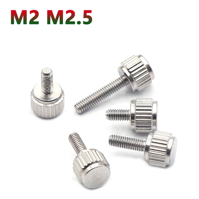 

10pcs M2 M2.5 Straight Grain Knurled Thumb Screws Stainless Steel Hand Grip Knob Bolts For Vernier Calipers Length 4-12mm