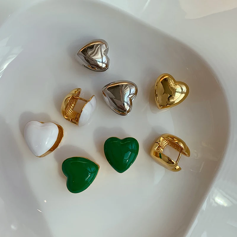 Enamel Drip Glazed Green Heart Earrings Female Summer High Peach Heart Stud Earring Fashion Generous Earrings
Enamel Drip Glazed Green Heart Earrings Female Summer High Peach Heart Stud Earring Fashion Generous Earrings