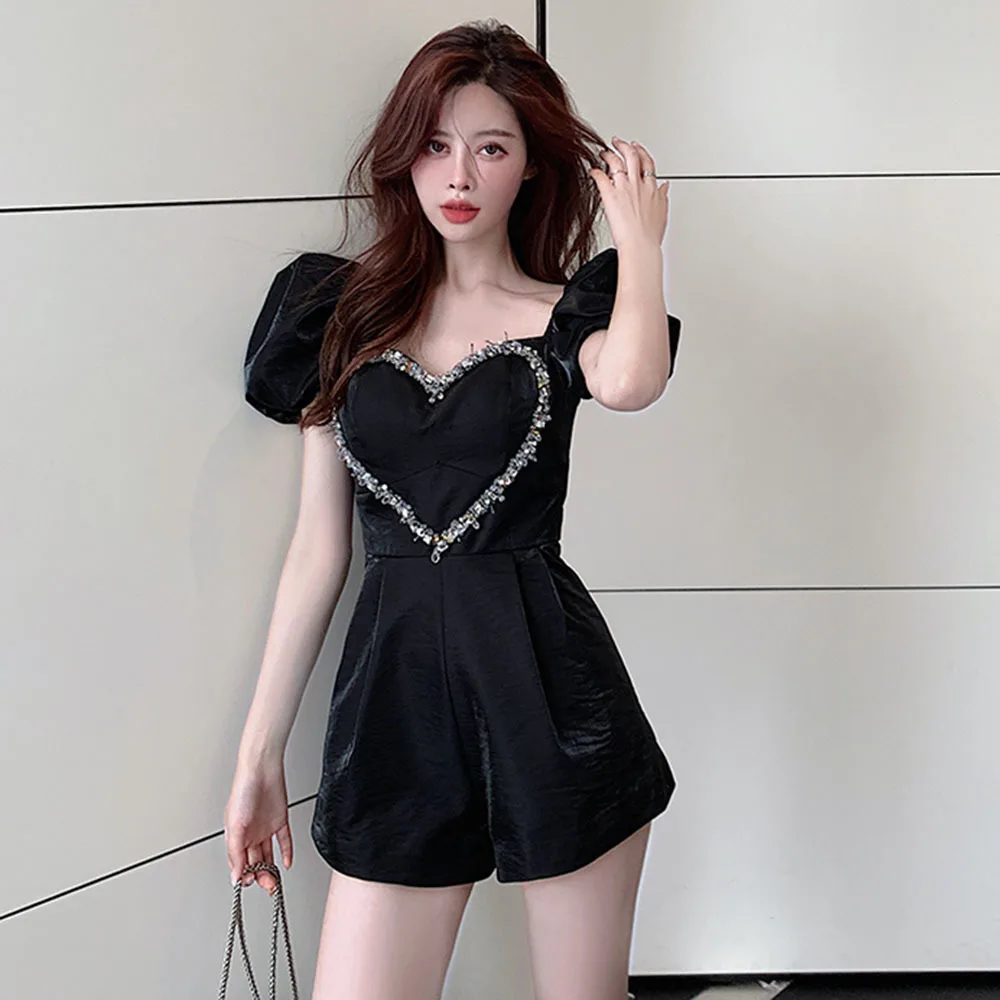 Elegant Fashion Women Beads Heart Shape Short Puff Sleeve Jumpsuit High Waist Slimming Wide Leg Rompers
Elegant Fashion Women Beads Heart Shape Short Puff Sleeve Jumpsuit High Waist Slimming Wide Leg Rompers