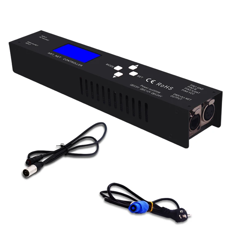 Built-in Power 200W DC24V support 680 Pixels can make program DMX Artnet led Controller
Built-in Power 200W DC24V support 680 Pixels can make program DMX Artnet led Controller
