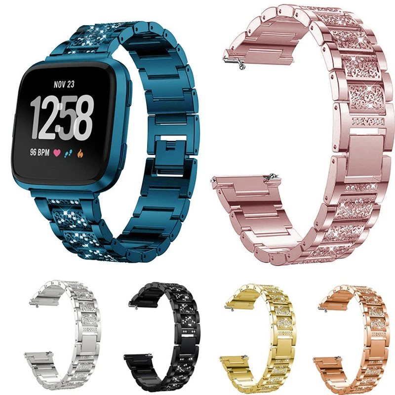 

Diamond Strap For Fitbit Versa/Versa Lite Smart Watch Band Stainless Steel Women Wrist Bracelets For Fitbit Versa 2 Correa Bands