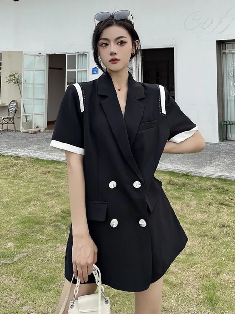 Streetwear Fashion Harajuku BF Style Women Spring Autumn Vintage Double Breasted Short Sleeve Splicing Loose Casual Suit Coats
Streetwear Fashion Harajuku BF Style Women Spring Autumn Vintage Double Breasted Short Sleeve Splicing Loose Casual Suit Coats