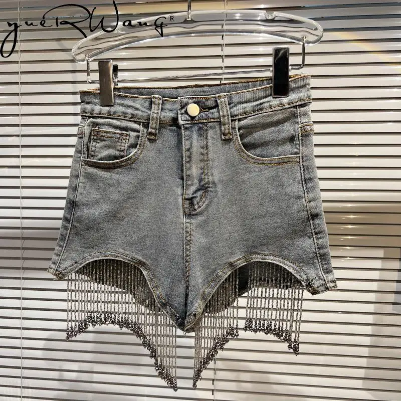 YUERWANG Women Denim Shorts Fashion Tassel Chain High Waist Girls Summer Short Sexy Light Blue Jean All Match 2022 New Arrival
YUERWANG Women Denim Shorts Fashion Tassel Chain High Waist Girls Summer Short Sexy Light Blue Jean All Match 2022 New Arrival