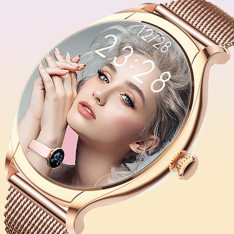 

2023 женские умные часы без рамки, HD Большой полноэкранный дисплей, пользовательский циферблат, голосовые вызовы, водонепроницаемые умные часы для Xiaomi Huawei
