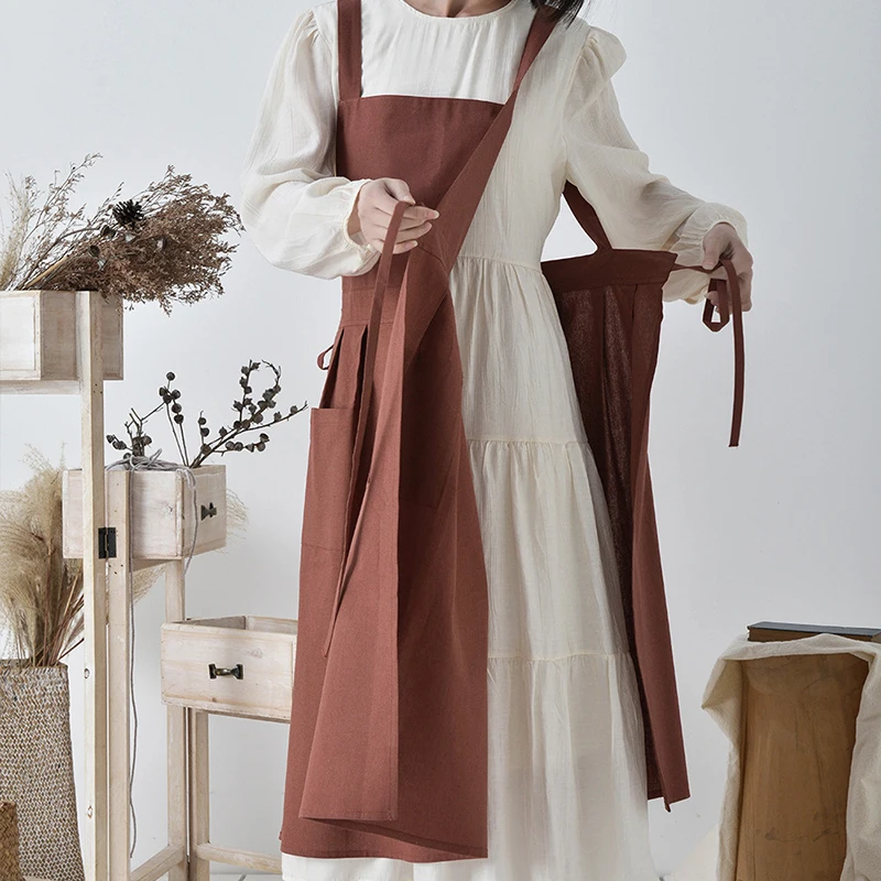 Korean Simple Side Lace-up Apron Pocket Sweet Cotton Linen Cross Back Apron Japanese Coffee Shop Baking Restaurant Kitchen Apron
Korean Simple Side Lace-up Apron Pocket Sweet Cotton Linen Cross Back Apron Japanese Coffee Shop Baking Restaurant Kitchen Apron
