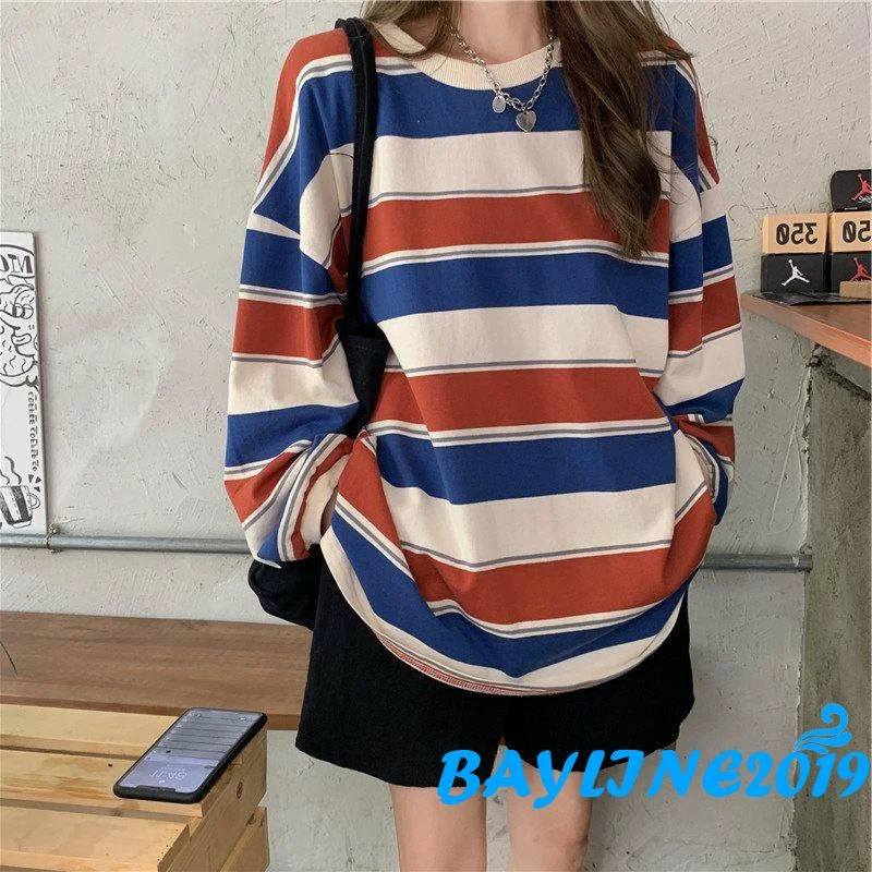 BAY-Women Casual Long Sleeve T-shirt Fashion Stripe Printing Round Neck Loose Pullover Tops
BAY-Women Casual Long Sleeve T-shirt Fashion Stripe Printing Round Neck Loose Pullover Tops