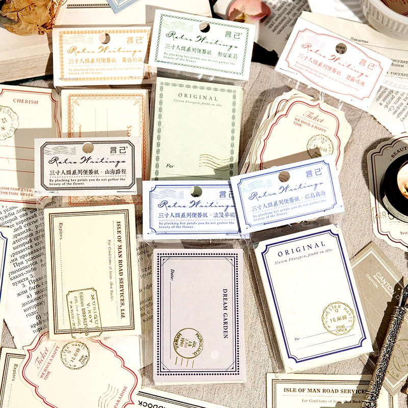 30 packs wholesale Sticker paper stamping literature simplicity label handwriting retro message notes collage Memo 6 kinds 
30 packs wholesale Sticker paper stamping literature simplicity label handwriting retro message notes collage Memo 6 kinds