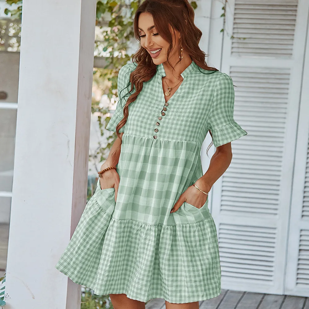 Temperament plaid patchwork dress short skirt New spring/summer skirt vintage dress boho dress
Temperament plaid patchwork dress short skirt New spring/summer skirt vintage dress boho dress