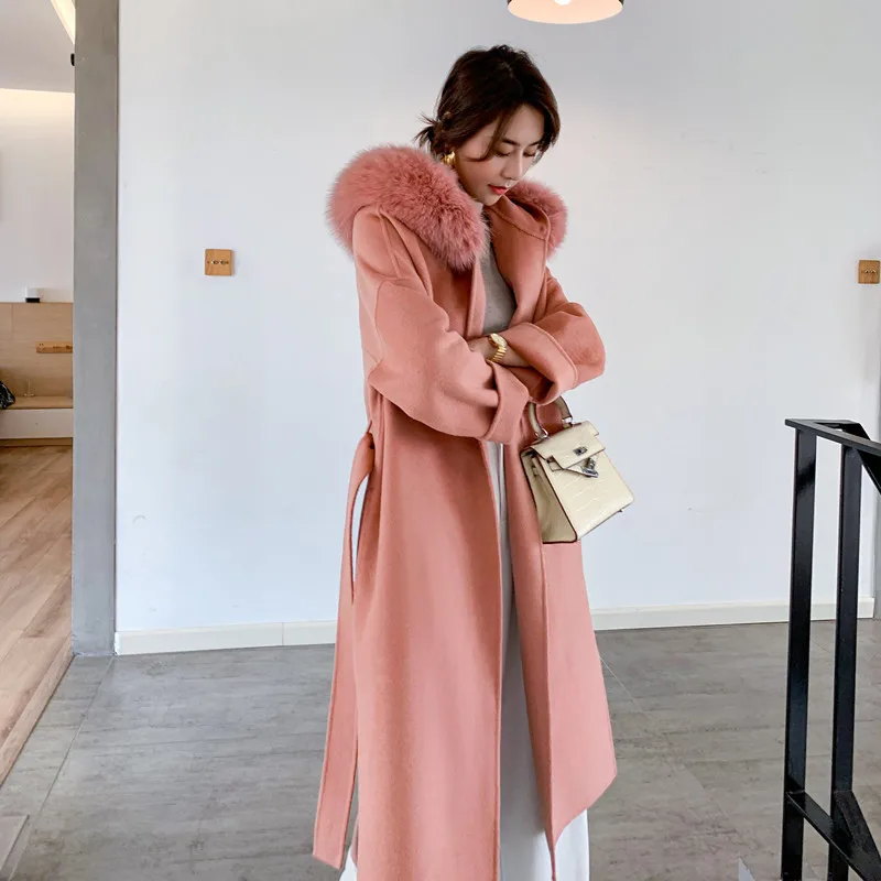 High fashion yelloe Pink loose real Woolen Coats Long Sleeves natural fur hooded overcoats wholesale
High fashion yelloe Pink loose real Woolen Coats Long Sleeves natural fur hooded overcoats wholesale
