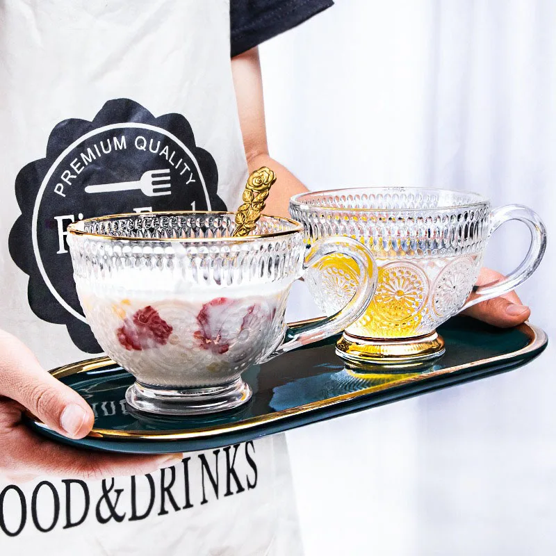 1/2Pcs Transparent European Retro Relief Sunflower Milk Cup Breakfast Cup Household Glass Cup Water Cup with Handle Drinkware
1/2Pcs Transparent European Retro Relief Sunflower Milk Cup Breakfast Cup Household Glass Cup Water Cup with Handle Drinkware