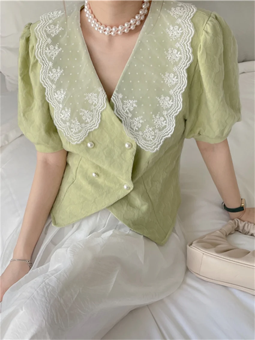 HziriP 2022 Lace Women Shirts Office Wear Elegant Slim-Fit OL Tops Peter Pan Collar High Street Work Wear Lady New Casual Summer
HziriP 2022 Lace Women Shirts Office Wear Elegant Slim-Fit OL Tops Peter Pan Collar High Street Work Wear Lady New Casual Summer