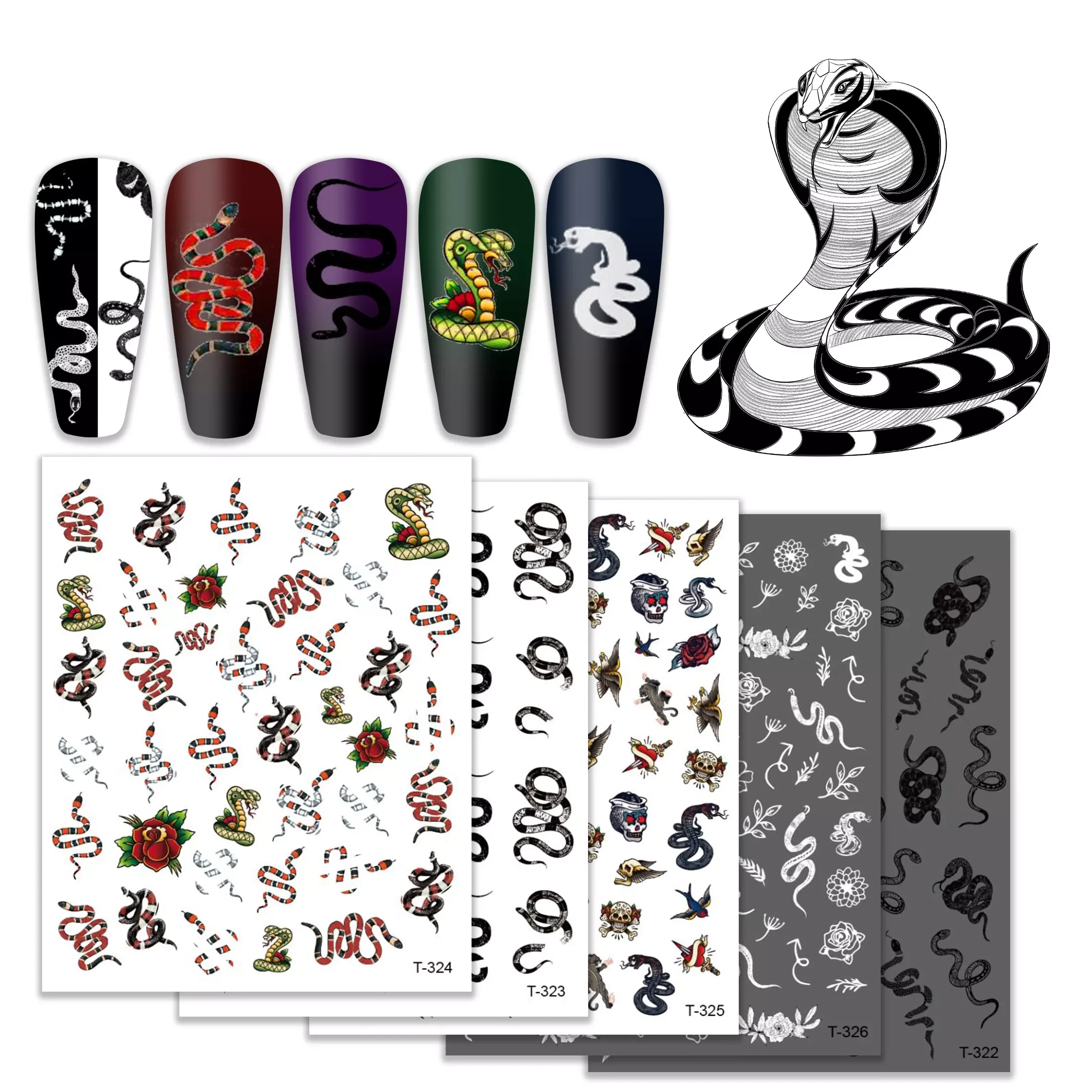 5pc Snake Print Nail Art Stickers Colorful Decal self- adhesive Sliders on Nails Acrylic Manicure Decor Set
5pc Snake Print Nail Art Stickers Colorful Decal self- adhesive Sliders on Nails Acrylic Manicure Decor Set
