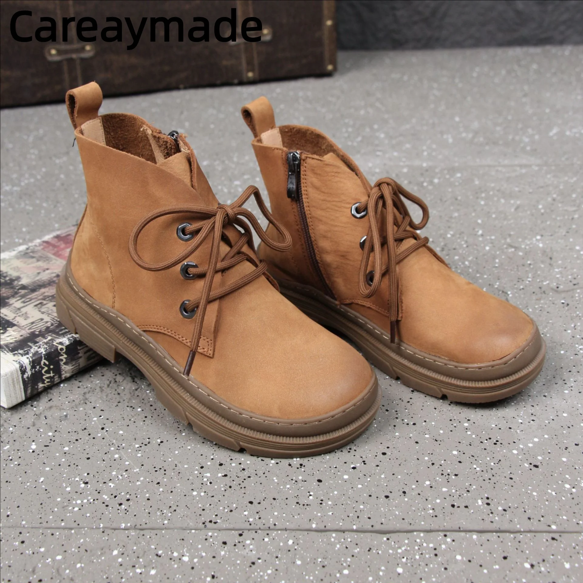 Careaymade-Genuine leather Autumn Cowhide Short Boots Women's Round Head Lacing Soft Bottom Side Zipper Casual Women's Boots
Careaymade-Genuine leather Autumn Cowhide Short Boots Women's Round Head Lacing Soft Bottom Side Zipper Casual Women's Boots