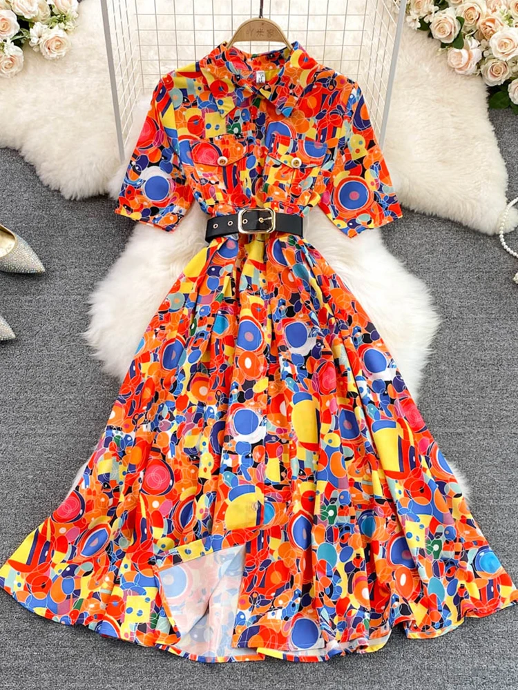 FTLZZ Summer Elegant Women Turn-down Collar Knee-Length Dress Office Lady Floral Print Dress Empire Slim Dress with Belt
FTLZZ Summer Elegant Women Turn-down Collar Knee-Length Dress Office Lady Floral Print Dress Empire Slim Dress with Belt