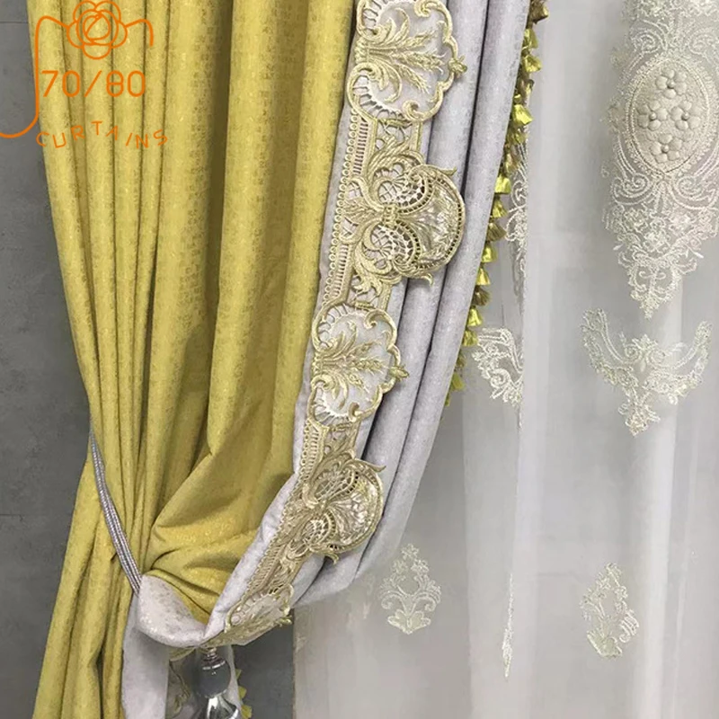High-end Retro Velvet Bronzing Jacquard Lace Stitching Thickening Blackout Curtains for Living Room Bedroom Villa Customization
High-end Retro Velvet Bronzing Jacquard Lace Stitching Thickening Blackout Curtains for Living Room Bedroom Villa Customization