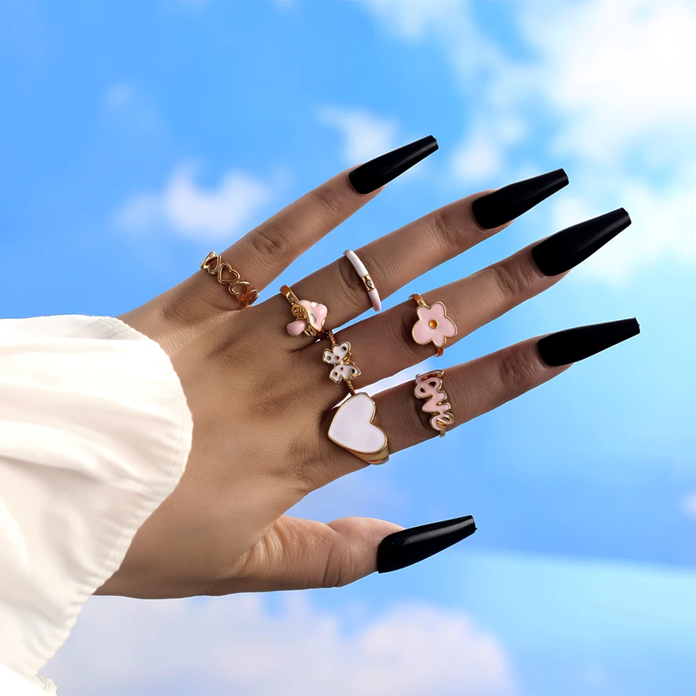 Aprilwell 7 Pcs Y2k Drip Oil Heart Rings for Women Gothic LOVE Mushroom Cute Stranger Things Jewelry E girl Gifts Anillos Bague
Aprilwell 7 Pcs Y2k Drip Oil Heart Rings for Women Gothic LOVE Mushroom Cute Stranger Things Jewelry E girl Gifts Anillos Bague