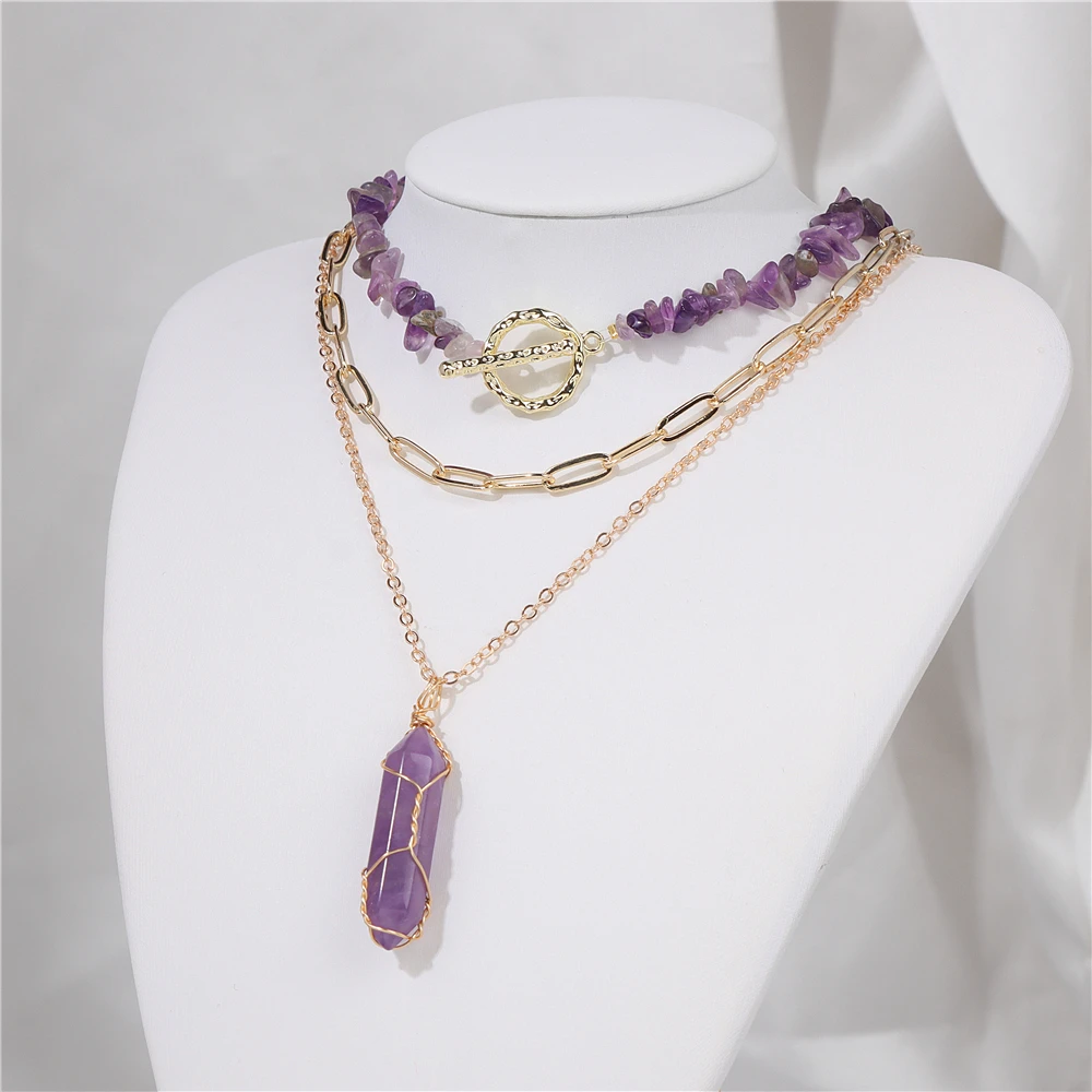 3pcs Amethysts Beaded Necklace Multilayer Hexagonal Column Pendulum Pendant Choker Natural Reiki Stone Clavicle Chain Jewelry
3pcs Amethysts Beaded Necklace Multilayer Hexagonal Column Pendulum Pendant Choker Natural Reiki Stone Clavicle Chain Jewelry