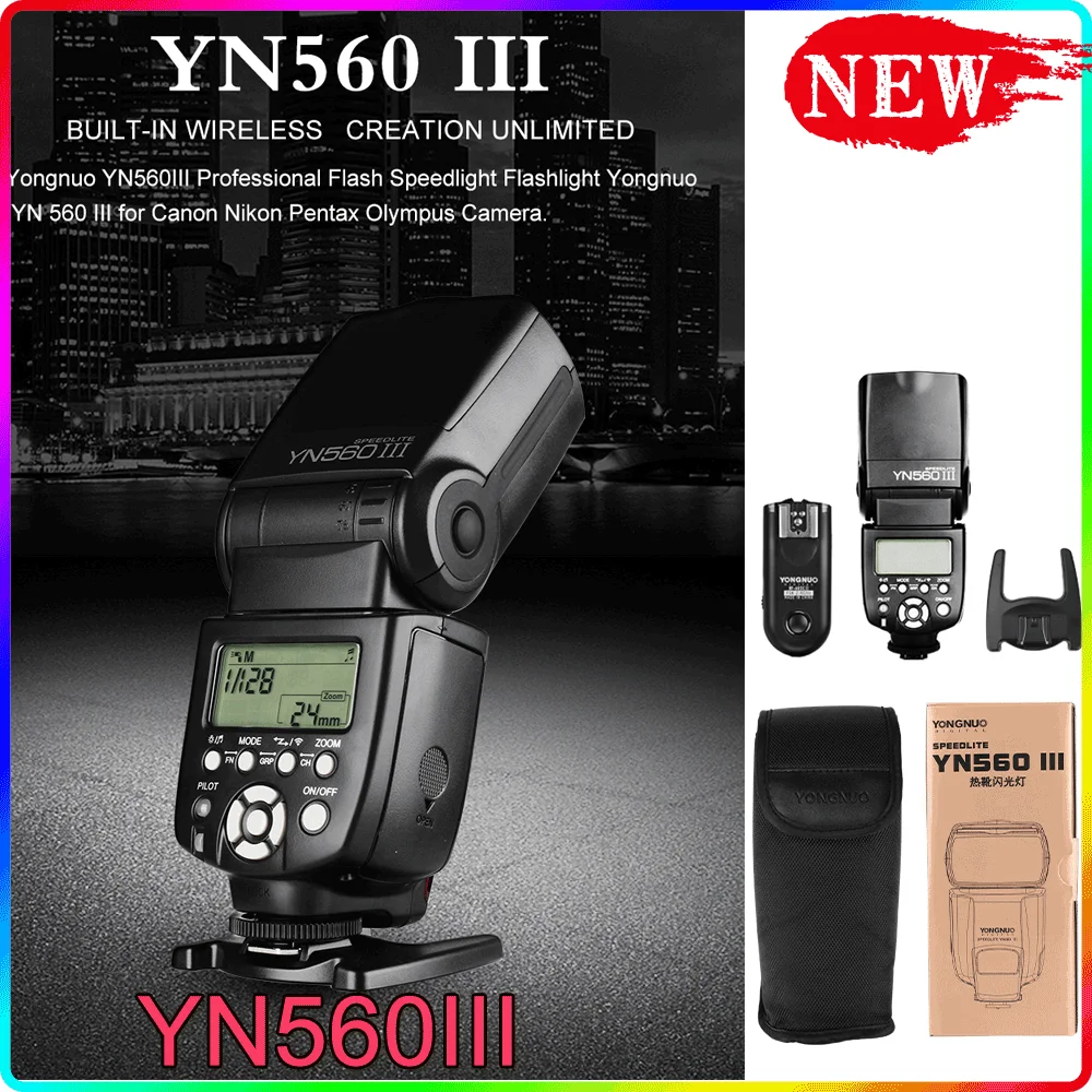 Беспроводная вспышка YONGNUO YN560III YN560 III YN 560 для камер Canon Nikon Olympus Pentax Fuji SLR DSLR
Беспроводная вспышка YONGNUO YN560III YN560 III YN 560 для камер Canon Nikon Olympus Pentax Fuji SLR DSLR