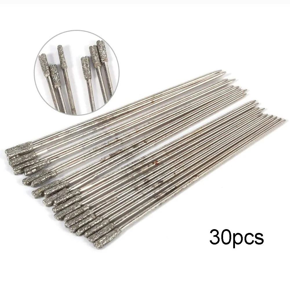 

30pcs 1mm Lapidary Drill Bits Diamond Coated Solid Bits Needle For Jewelry Agate Crystal Drilling Tool Punching Needles