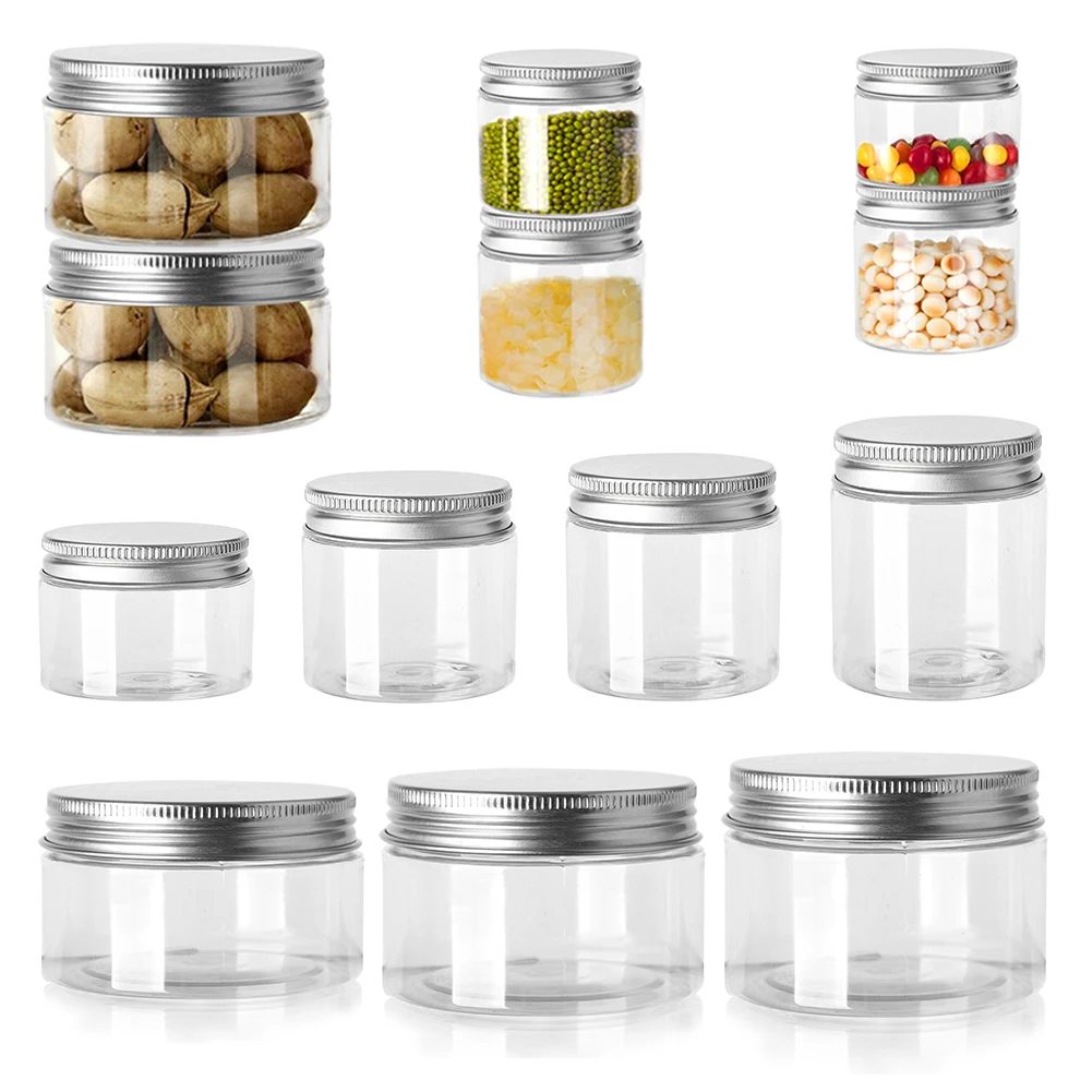 24pcs 30ml-150ml Storage Jars Balm Wide Mouth Plastic Container Clear Aluminum Cap Round Pot Refillable Canister Travel Bottle
24pcs 30ml-150ml Storage Jars Balm Wide Mouth Plastic Container Clear Aluminum Cap Round Pot Refillable Canister Travel Bottle