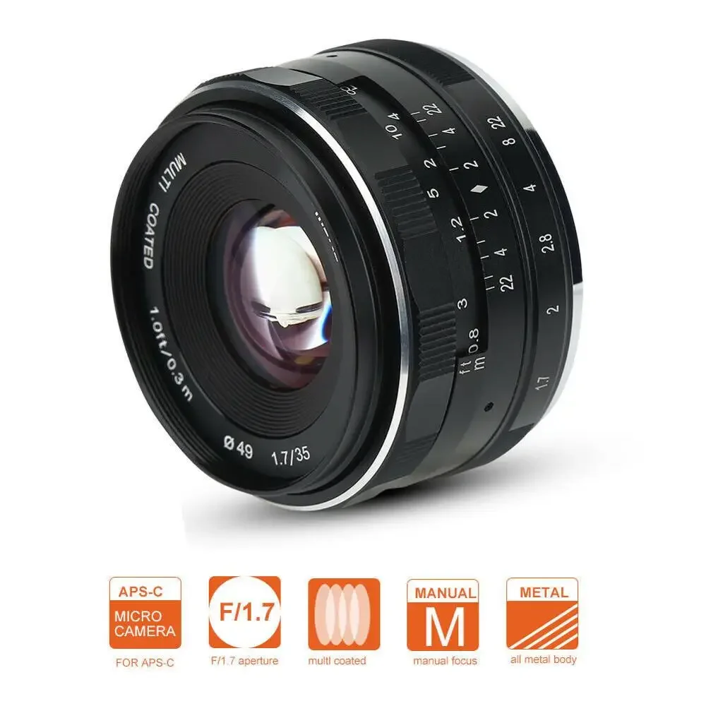 Meike MK-35mm F1.7 Wide Angle-Prime Manual Focus Lens APS-C For DSLR SONY CANON FUJI NIKON Micro Camera
Meike MK-35mm F1.7 Wide Angle-Prime Manual Focus Lens APS-C For DSLR SONY CANON FUJI NIKON Micro Camera