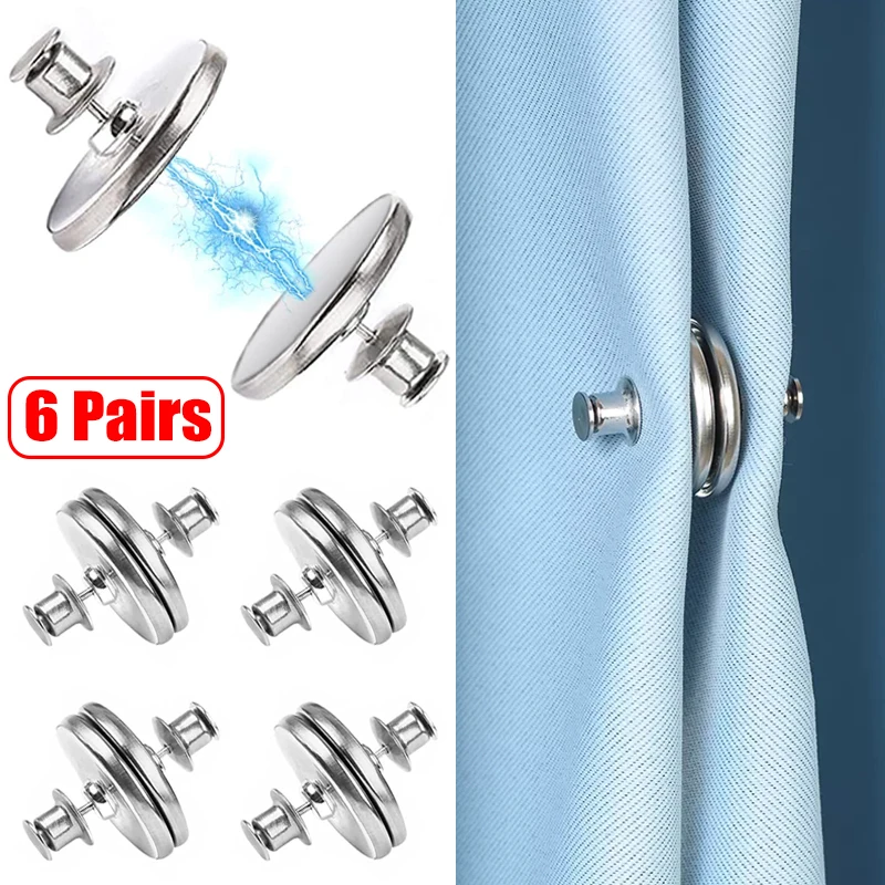 6Pairs Curtain Magnetic Button Nail Free Detachable Window Curtain Close Magnet Buckle Adjustment Curtain Clip Room Accessories
6Pairs Curtain Magnetic Button Nail Free Detachable Window Curtain Close Magnet Buckle Adjustment Curtain Clip Room Accessories