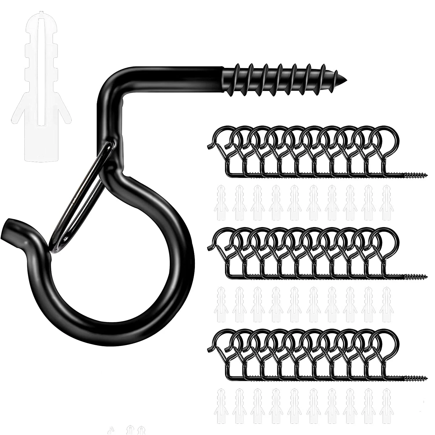 Hanging Beautiful 30 Pcs Windproof Strong Metal Q-Hanger Hooks Kit with Safety Buckle Screw-in Wall Ceiling Eye Hooks for Indoor
Hanging Beautiful 30 Pcs Windproof Strong Metal Q-Hanger Hooks Kit with Safety Buckle Screw-in Wall Ceiling Eye Hooks for Indoor