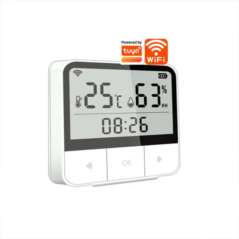 

Датчик температуры и влажности Tuya Wi-Fi с ЖК-дисплеем, комнатный гигрометр с длительным сроком службы батареи, термометр с дистанционным мониторингом