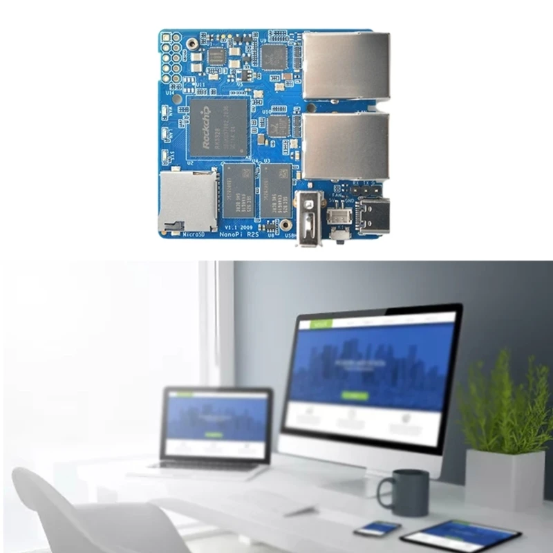for NanoPi R2S Open Source Mini Router DualGbps Ethernets Ports RK3328 QuadCores CortexA53 1GB DDR4 Memory
for NanoPi R2S Open Source Mini Router DualGbps Ethernets Ports RK3328 QuadCores CortexA53 1GB DDR4 Memory