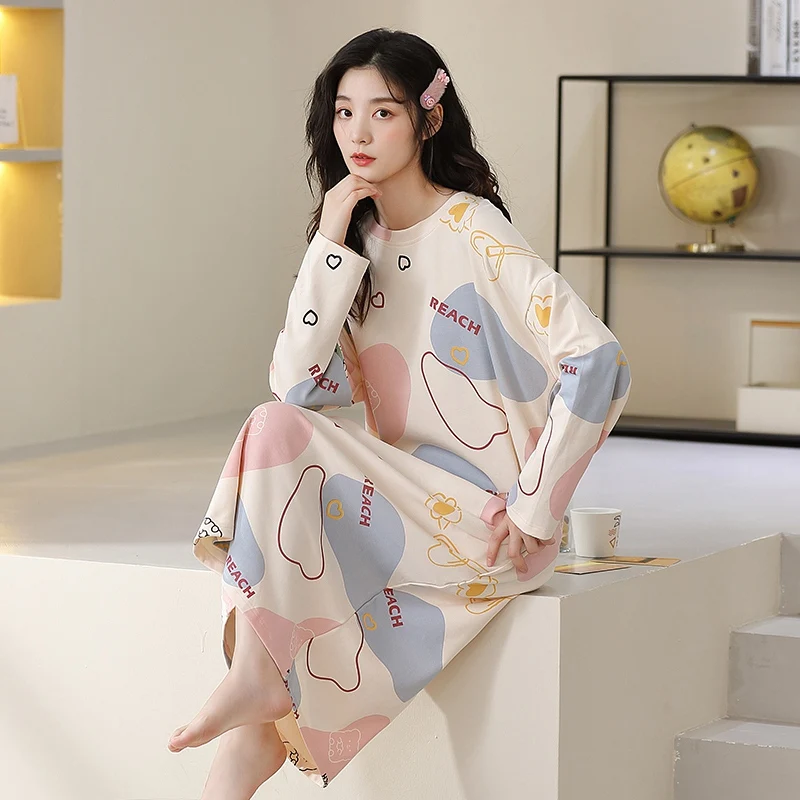 2022 Autumn Long Sleeve 100% Cotton Print Nightgowns for Women Korean Sleepwear Long Dress Night Gown Nightdress Ladies Nighty
2022 Autumn Long Sleeve 100% Cotton Print Nightgowns for Women Korean Sleepwear Long Dress Night Gown Nightdress Ladies Nighty