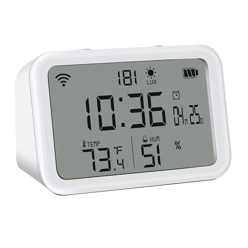 1 PCS Wifi Thermometer Hygrometer With Luminous Intensity Detection Wifi Temperature Humidity Monitor With Alarm Clock White
1 PCS Wifi Thermometer Hygrometer With Luminous Intensity Detection Wifi Temperature Humidity Monitor With Alarm Clock White