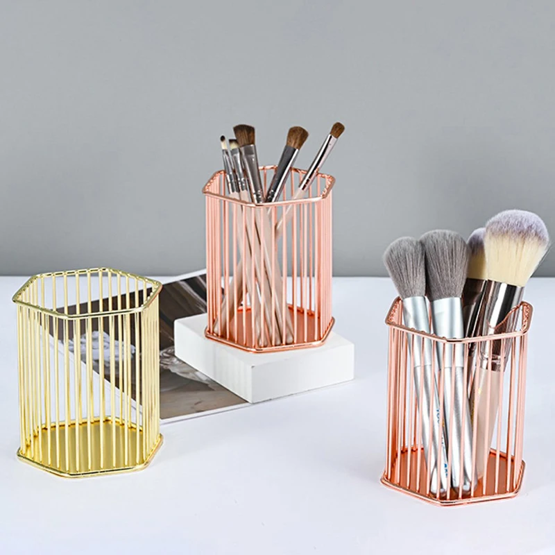 Desktop Pen Holder Office School Storage Case Metal Gold Rose Gold Box Desk Pen Pencil Organizer Home Decor Makeup Storage 
Desktop Pen Holder Office School Storage Case Metal Gold Rose Gold Box Desk Pen Pencil Organizer Home Decor Makeup Storage
