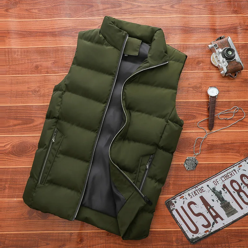 Autumn Winter New Men Down Cotton Vest Jacket Solid Color Sleeveless Waistcoat Jacket Male Casual Vest Coat Large Size 6XL E848
Autumn Winter New Men Down Cotton Vest Jacket Solid Color Sleeveless Waistcoat Jacket Male Casual Vest Coat Large Size 6XL E848