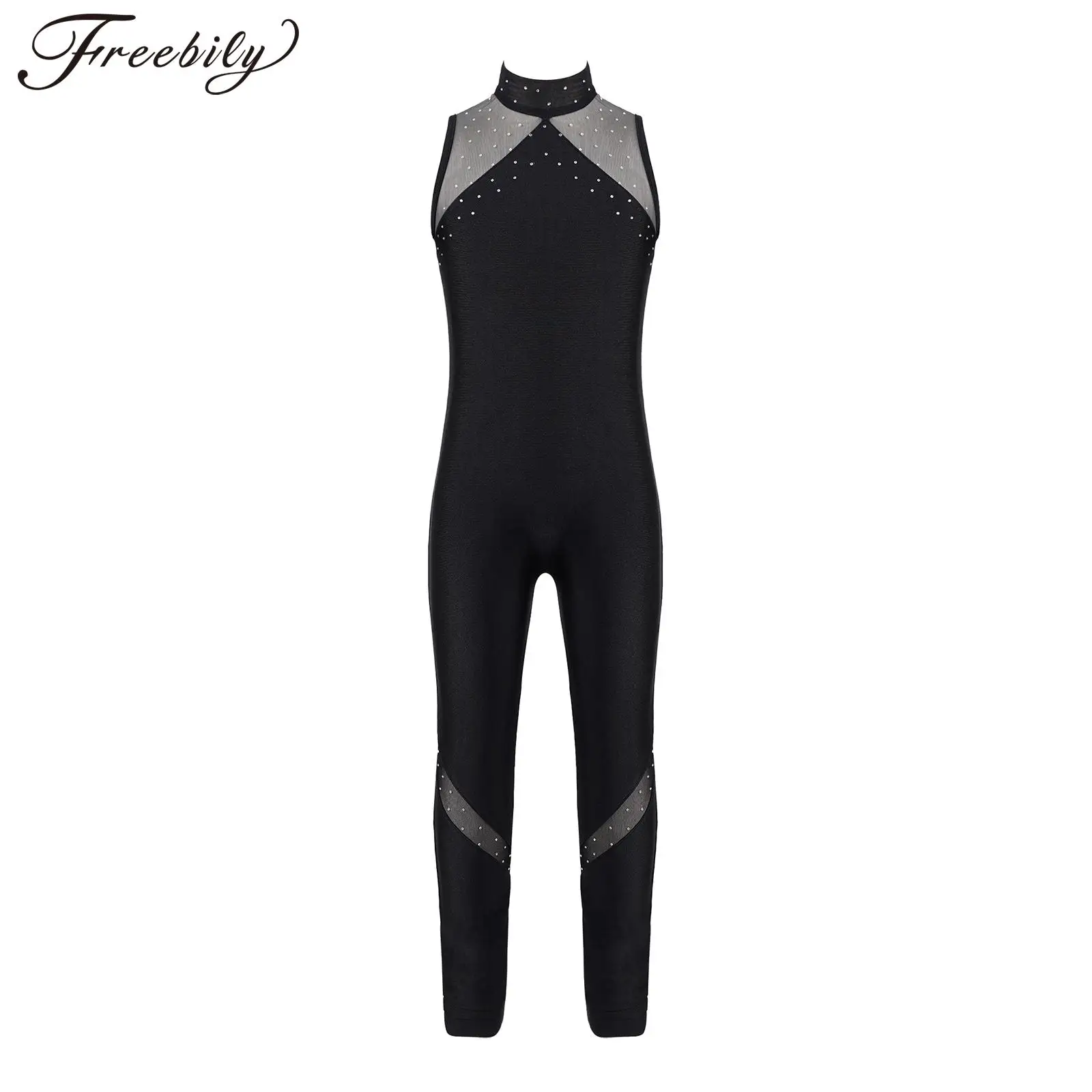 Children Girls Sleeveless Figure Skating Training Bodysuit Backless Shiny Rhinestones Decor Sheer Mesh Ballet Gymnastics Leotard
Children Girls Sleeveless Figure Skating Training Bodysuit Backless Shiny Rhinestones Decor Sheer Mesh Ballet Gymnastics Leotard