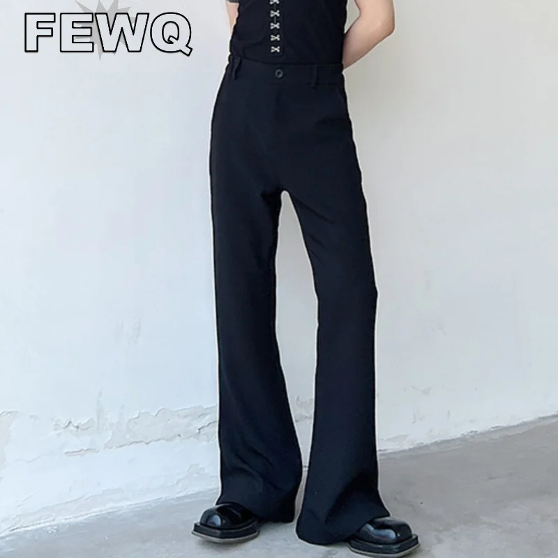 

FEWQ New Korean Fashion Leisure Bell Bottoms Men's Pants Personality Style Versatile Trend 2023 Solid Color Simple Male Trousers