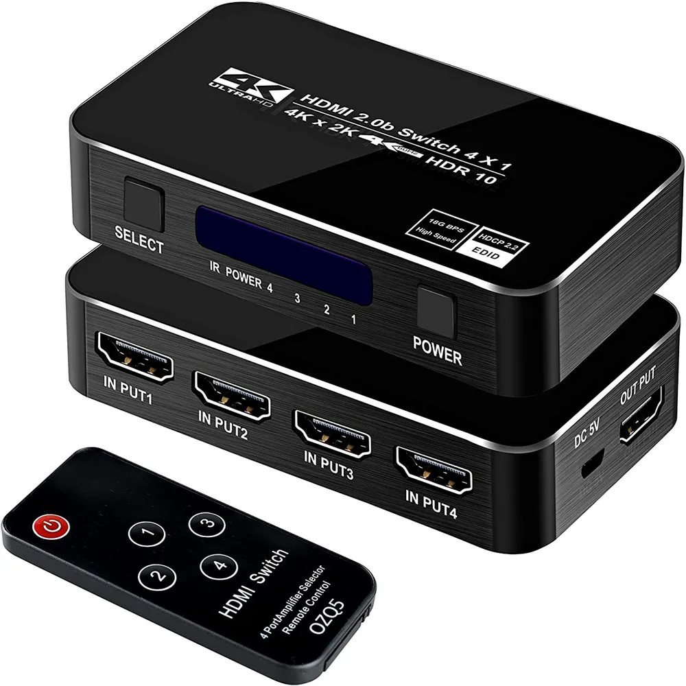 4K 60Hz 4x1 HDMI Switch 2.0 Support RGB 4:4:4 HDR HDMI Switch 4K 60Hz HDMI 2.0 Switch Remote IR UHD 4 Port HDMI Switch Switcher
4K 60Hz 4x1 HDMI Switch 2.0 Support RGB 4:4:4 HDR HDMI Switch 4K 60Hz HDMI 2.0 Switch Remote IR UHD 4 Port HDMI Switch Switcher