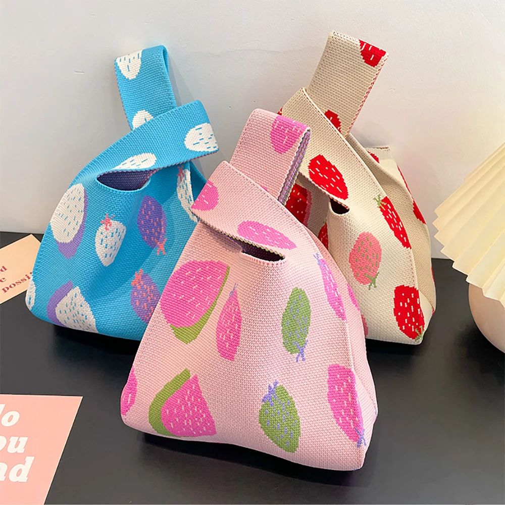 Handmade Knit Handbag Women Mini Knot Wrist-bag Female Casual Color Wide Stripe Plaid Tote Bag Student Reusable Shopping Bag
Handmade Knit Handbag Women Mini Knot Wrist-bag Female Casual Color Wide Stripe Plaid Tote Bag Student Reusable Shopping Bag