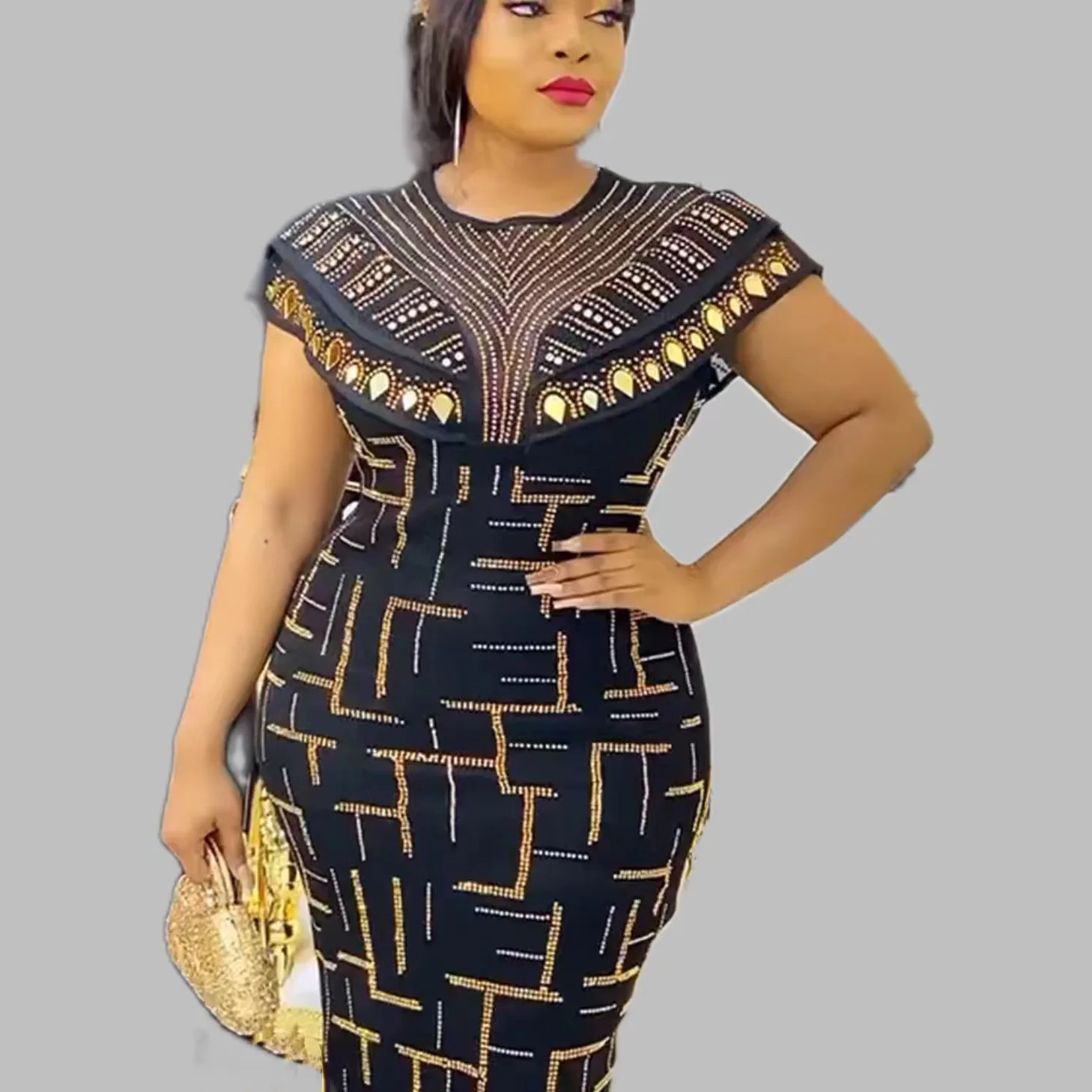African Dresses For Women Sequin Short Sleeve Turkey Evening Wedding Party Mid-Calf Length Dress Muslim Africa Clothes 2023
African Dresses For Women Sequin Short Sleeve Turkey Evening Wedding Party Mid-Calf Length Dress Muslim Africa Clothes 2023