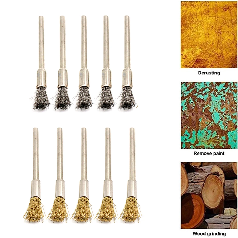 10pcs 3mm Shank Wire Brushes Stainless Steel Brass Polishing Brush Removing Burrs Rust Removal Cleaning Brush Power Rotary Tools
10pcs 3mm Shank Wire Brushes Stainless Steel Brass Polishing Brush Removing Burrs Rust Removal Cleaning Brush Power Rotary Tools
