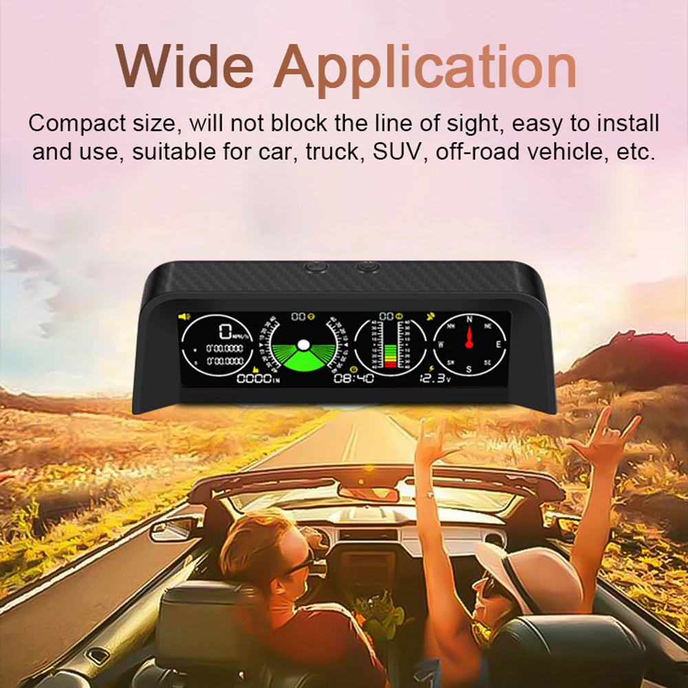 

Автомобильный HUD Дисплей светодиодный цифровой GPS Спидометр Инклинометр Угол наклона метр с рулоном угол шаг компас напряжение