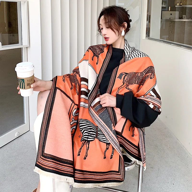 Winter Cashmere Scarf Women Designer Print Pashmina Shawls Lady Wraps Thick Warm Blanket Female Foulard Travel Stoles
Winter Cashmere Scarf Women Designer Print Pashmina Shawls Lady Wraps Thick Warm Blanket Female Foulard Travel Stoles