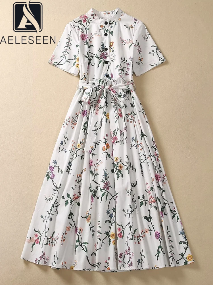 Женское платье из 100% хлопка AELESEEN, дизайнерское модное летнее однобортное платье миди с цветочным принтом и поясом, вечерние
Женское платье из 100% хлопка AELESEEN, дизайнерское модное летнее однобортное платье миди с цветочным принтом и поясом, вечерние