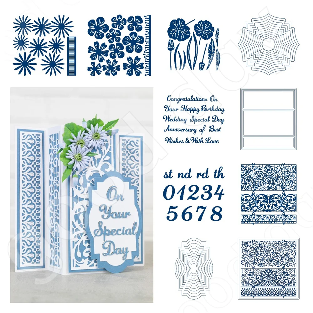 

2023 New Dainty Blooms Elegant Rectangles Metal Cutting Dies Scrapbook Diary Decoration Embossing Template Diy Card Handmade