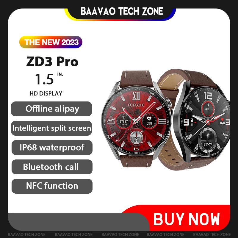 

Смарт-часы Zd3 Pro, водостойкие, Ip68, с поддержкой Bluetooth, ЭКГ, 1,5 дюйма