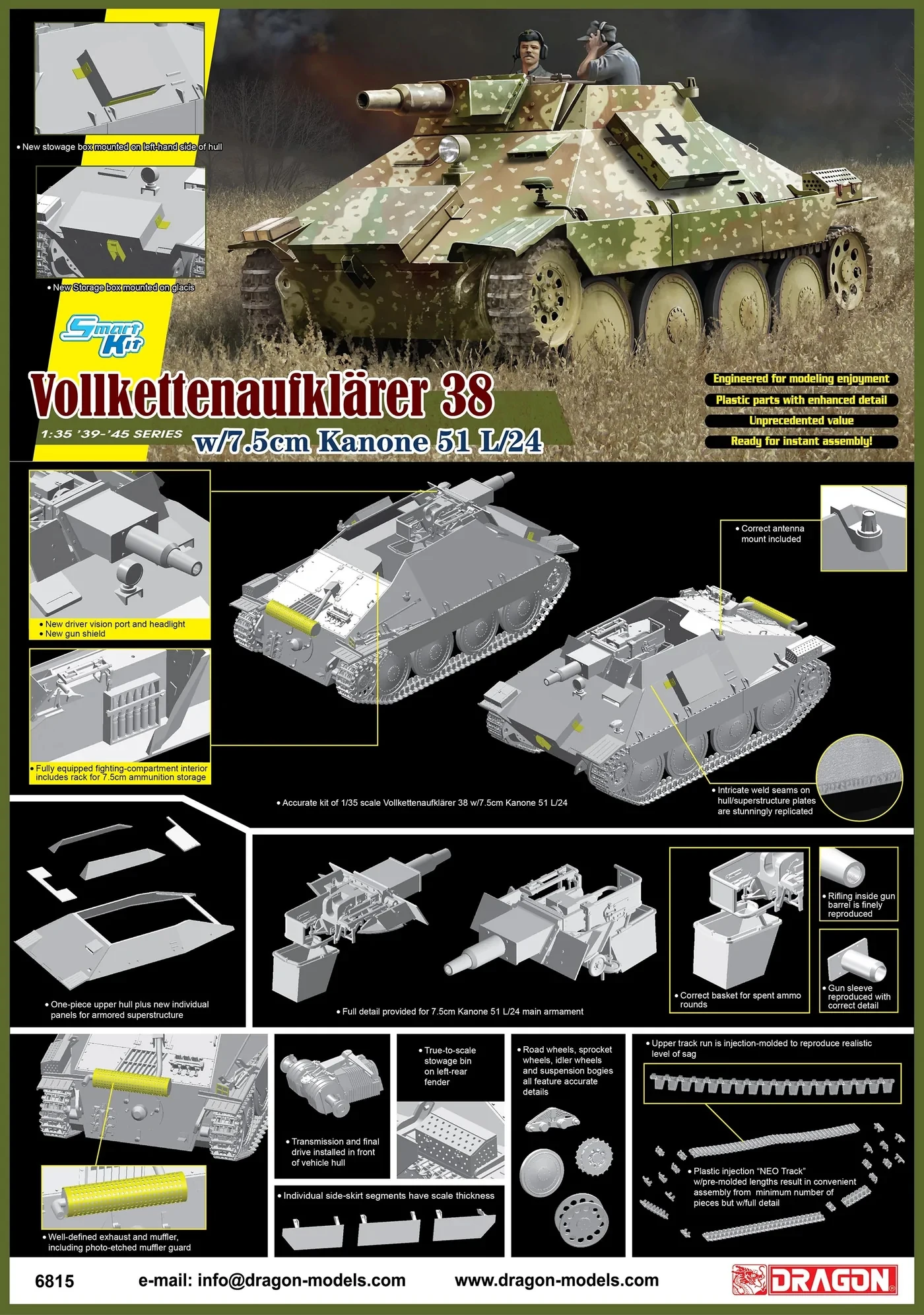 Дракон 6815 1/35 vollkettenaufkl' 38 w/7,5 cm L/24
Дракон 6815 1/35 vollkettenaufkl' 38 w/7,5 cm L/24