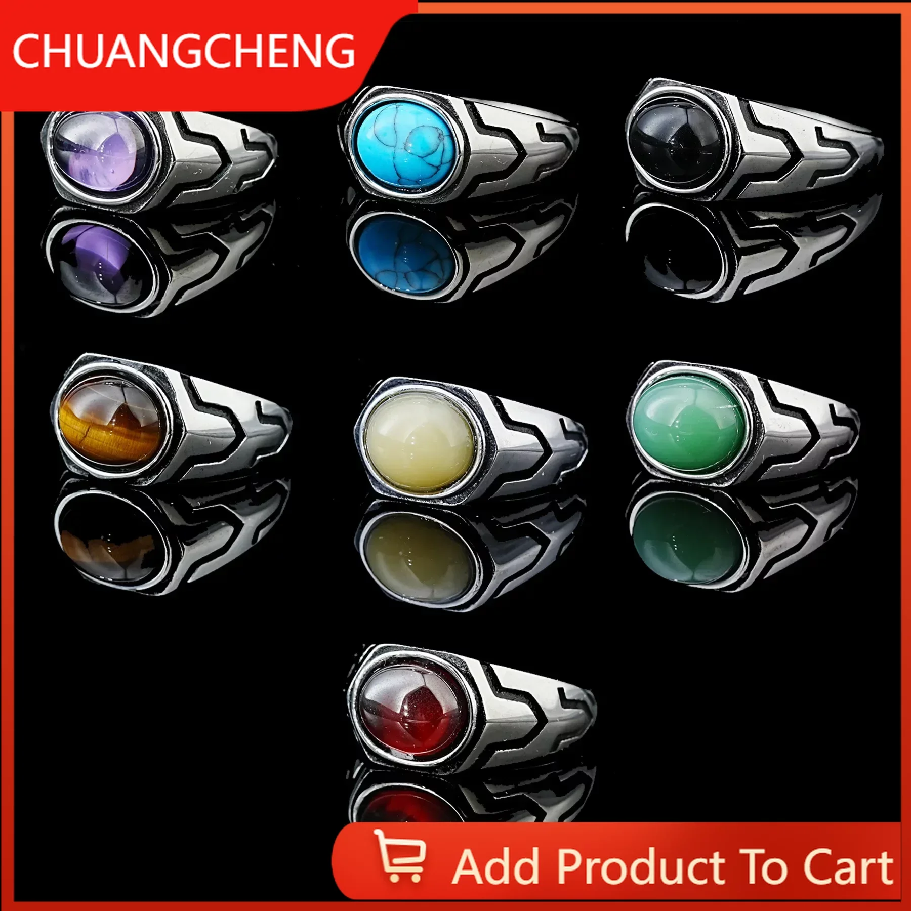 CHUANGCHENG Vintage Ethnic Style, Elegant Personality, Versatile Temperament, Gemstone Stainless Steel Rings Size 7-12
CHUANGCHENG Vintage Ethnic Style, Elegant Personality, Versatile Temperament, Gemstone Stainless Steel Rings Size 7-12