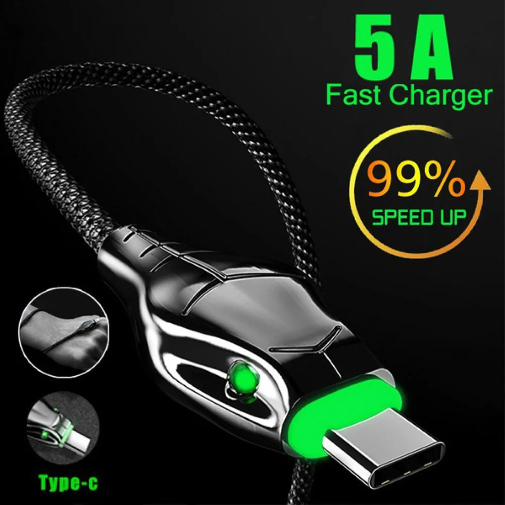 Black Mamba 5A Fast Charging Cable Quick USB Type C Cable For Samsung Galaxy S22 Cord For Huawei P40 Xiaomi Redmi With LED Light
Black Mamba 5A Fast Charging Cable Quick USB Type C Cable For Samsung Galaxy S22 Cord For Huawei P40 Xiaomi Redmi With LED Light
