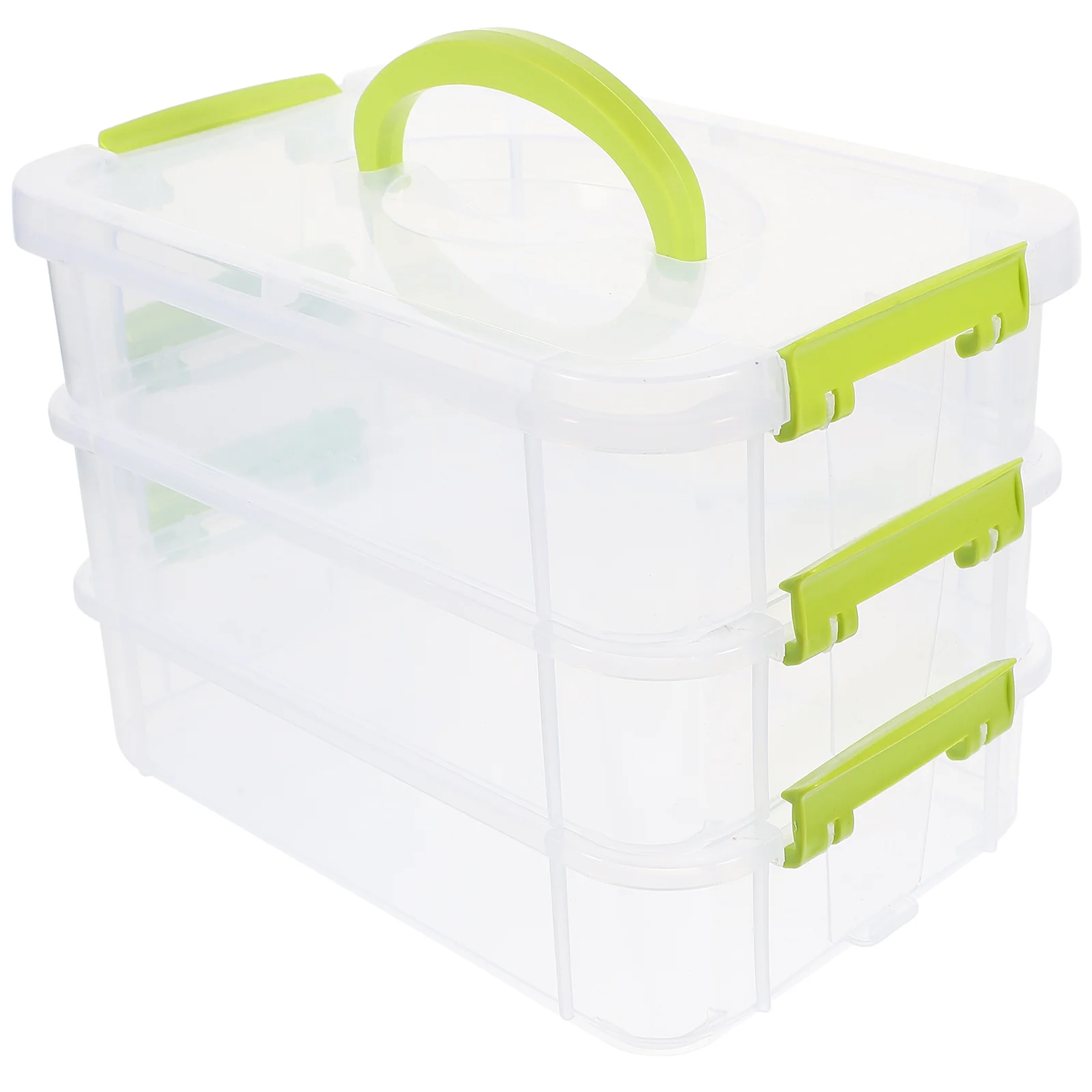 

Three Layer Storage Box Creative School Transparent Carry Bin Convenient Office Case Practical