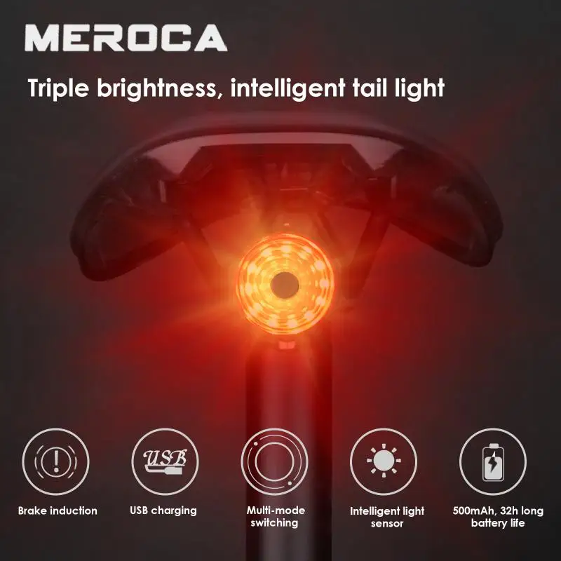 MEROCA WR-05 Bicycle light Smart Brake Induction Tail Light USB fast Charging PC Shell Safety Warning Taillight bike accessories
MEROCA WR-05 Bicycle light Smart Brake Induction Tail Light USB fast Charging PC Shell Safety Warning Taillight bike accessories